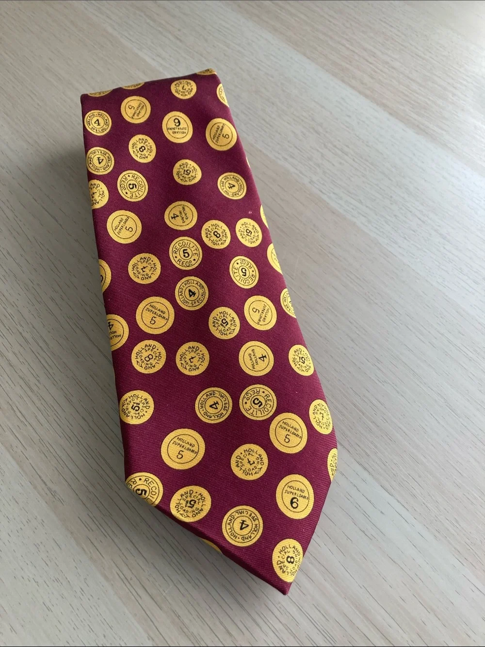 Holland & Holland London CLARET 36OZ CARTRIDGE CAP SILK TIE Handmade